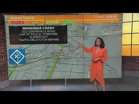 Driver strikes pole in front of Manassas elementary school