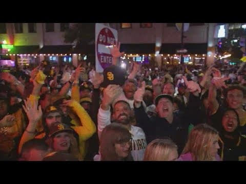 Padres beat LA! | The scene in Downtown San Diego after Padres clinch NLDS