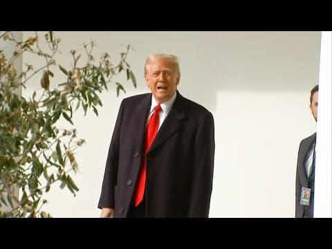 Donald Trump speaks to reporters about prayer service at Washington National Cathedral