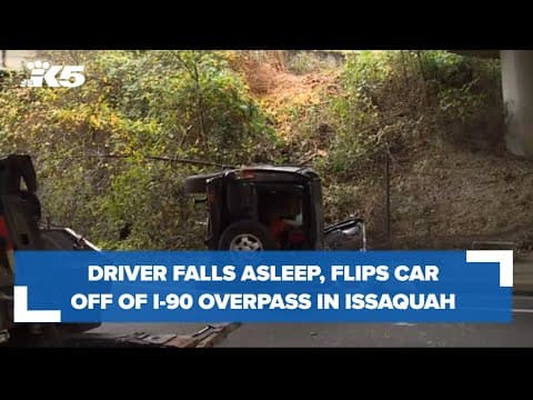 Driver survives after car rolls off I-90 overpass in Issaquah