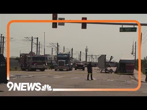 A Line train collides with semitruck in Aurora