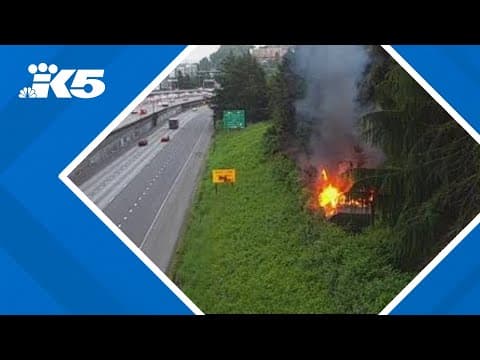 BREAKING: Large fire on side of I-5 S near Yesler Way in Seattle