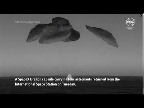 4 astronauts return to earth in Dragon Space Capsule