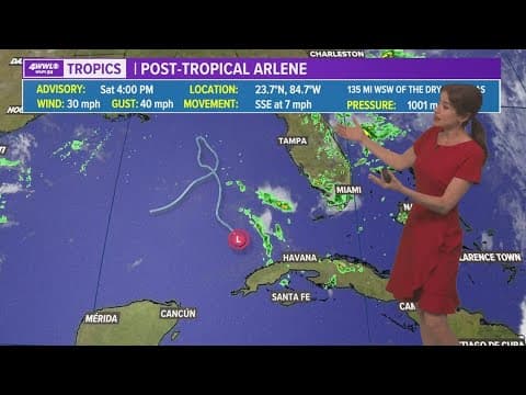 Saturday tropical update: Arlene falls apart