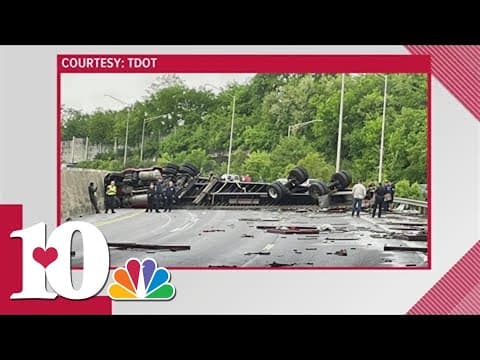 Truck crash closes I-40 West at Hall of Fame