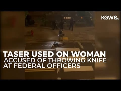 Woman tased by federal agents outside ICE facility after allegedly throwing knife at them