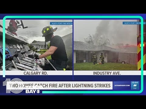2 North Port homes catch on fire after lightning strikes