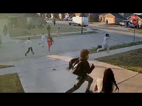 SURVEILLANCE VIDEO: Fight among large group of juveniles in North Texas leads to gunshot