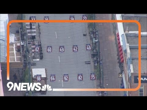 Larimer Square decorated for Colorado Avalanche in NHL playoffs
