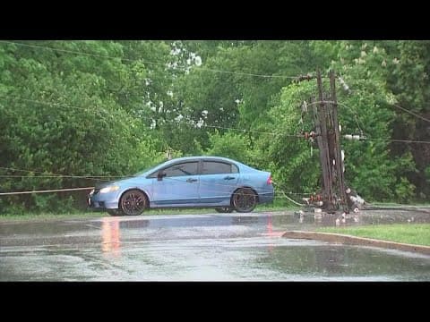 No one injured after electrical pole falls onto vehicle in south Columbus