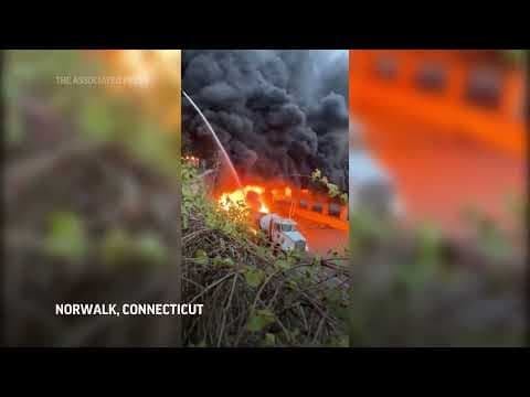Fiery crash involving gasoline tanker closes I-95 in Connecticut in both directions