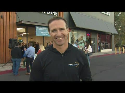 Former NFL player Drew Brees in San Diego for grand opening of 'Stretch Zone' in Encinitas