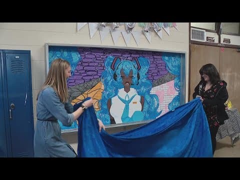 8th grade Columbus student creates mural for middle school