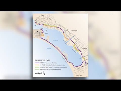 The Bayshore Bikeway path takes you around San Diego Bay