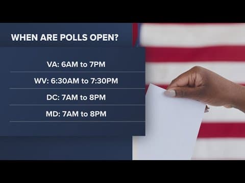 Polling hours in DC, Maryland and Virginia