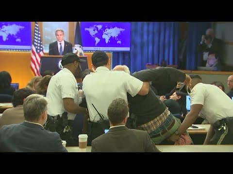 Chaos erupts during Antony Blinken speech, reporters removed over protest