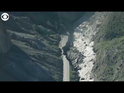 Aerials show damage caused by flooding in Yellowstone National Park and nearby areas