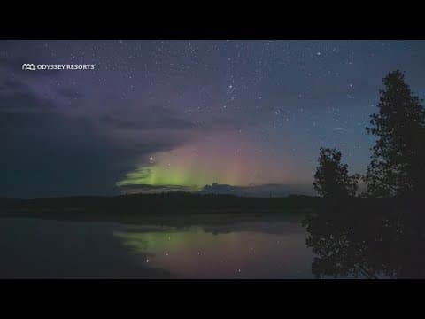 Northern Lights and storms light up the sky over Lake Superior