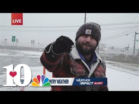 WBIR's Aaron Velasquez enjoys his first snowfall of 2025