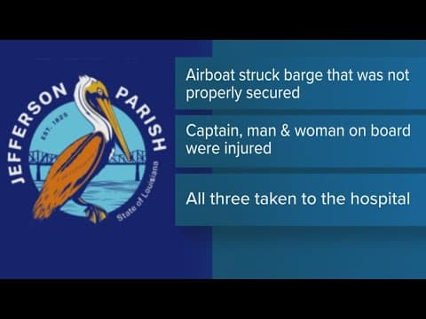 Three injured after airboat accident near Lafitte, authorities say