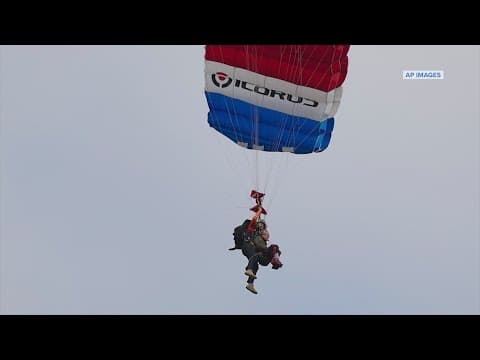 Gov. Greg Abbott, WWII veteran skydive in San Marcos