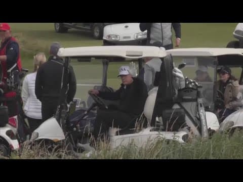 Protesters take to the streets to decry Trump visit as he golfs in Scotland