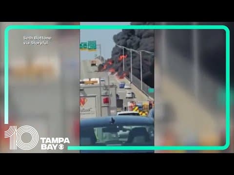 Fuel tanker rolls over, catches fire in Connecticut