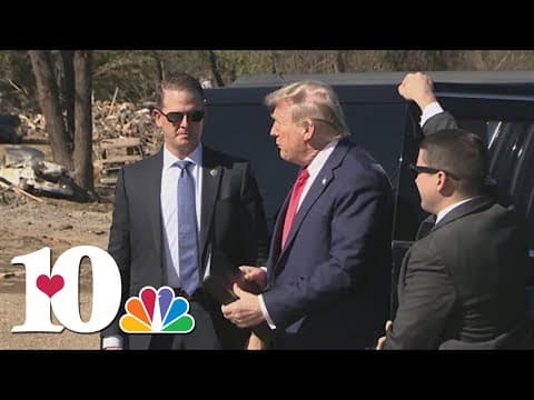 Former President Donald Trump tours Helene damage in North Carolina
