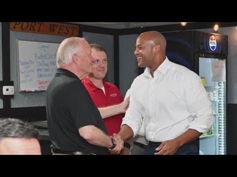 Gov. Wes Moore visits Maryland town hit hard by flooding