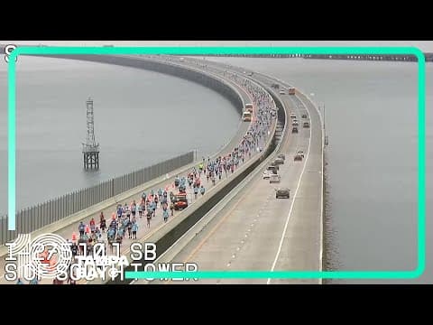Skyway 10K 2024: Live look at racers on the Sunshine Skyway Bridge