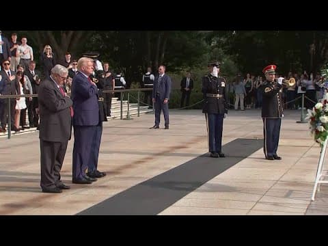 WATCH: Trump lays wreath at Arlington National Cemetery, visits VA restaurant