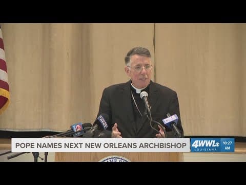 Archbishop James Checchio speaks after being appointed by Pope Leo XIV