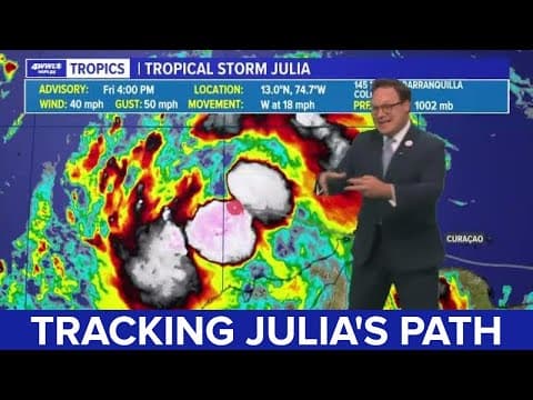 Friday evening tropical update: Julia moving toward Nicaragua