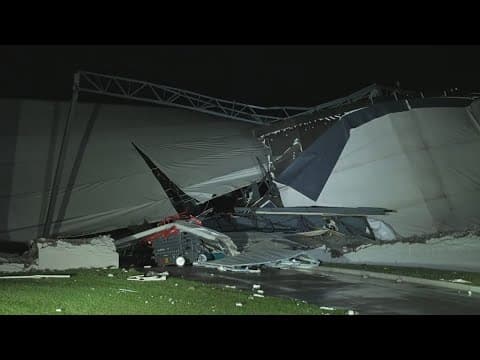 Warehouses in Sanger were damaged in strong storms overnight