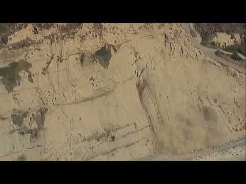 Chopper 8 above La Jolla bluff collapse at Torrey Pines