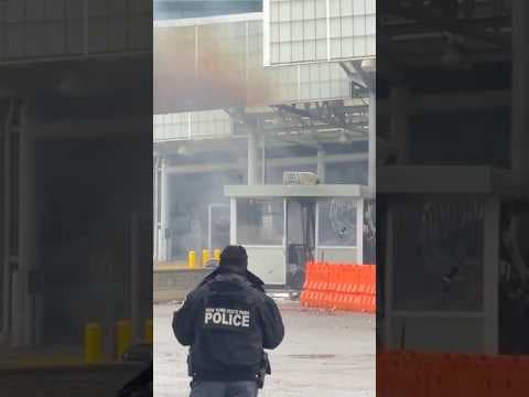 Fiery car wreck at U.S.-Canada border prompts massive response