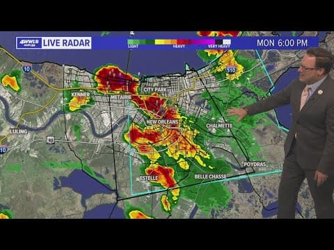 Heavy rainfall brings street flooding, power outages in New Orleans Monday evening