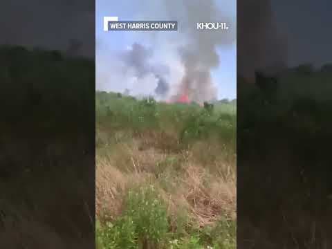 Video shows grass fire burning near Katy, Thursday July 20 #Shorts