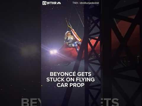 Beyoncé gets stuck on flying car prop