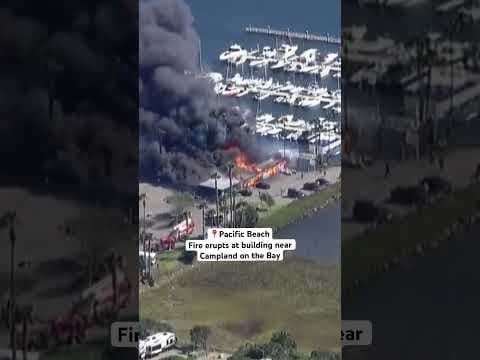 Fire erupts at building near Campland on the Bay in San Diego #fire #sandiego