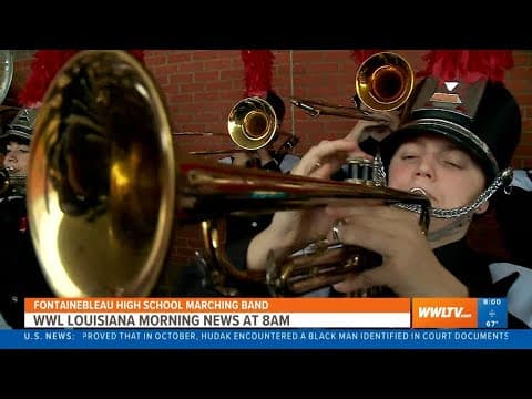 Fontainebleau High School marching band preps for Mardi Gras