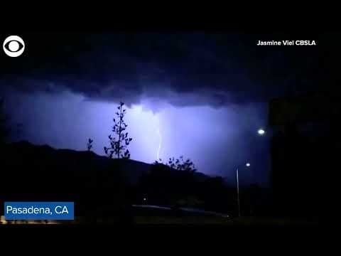 Lightning strikes in southern California during heavy storms