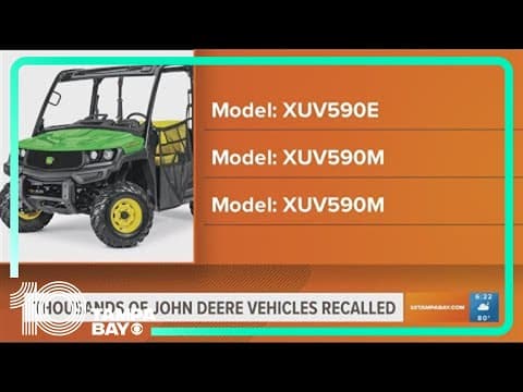 Fire hazard prompts recall of John Deere utility vehicles