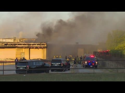 Firefighters battle blaze at abandoned Maya Angelou High School
