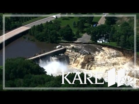 Waters rush over Rapidan Dam near Mankato