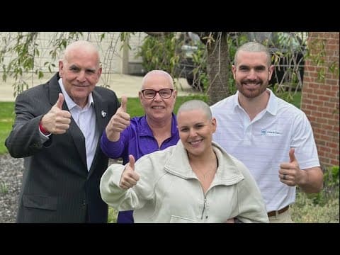 Dom, Tiberi family shave their heads to support his wife who is battling breast cancer