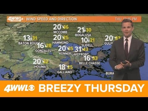 New Orleans weather: Breezy Thursday afternoon, after storms Wednesday