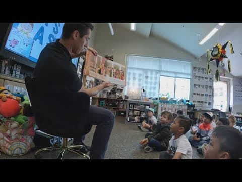 Eric trades places with a preschool teacher at Del Sur elementary school