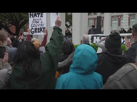 Protesters gather to oppose Trump policies