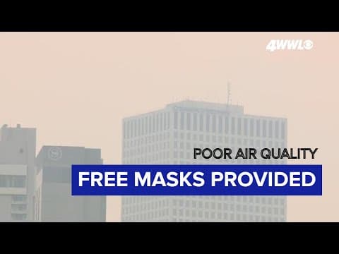 Wildfire smoke causing breathing problems due to poor air quality, free masks being provided by city